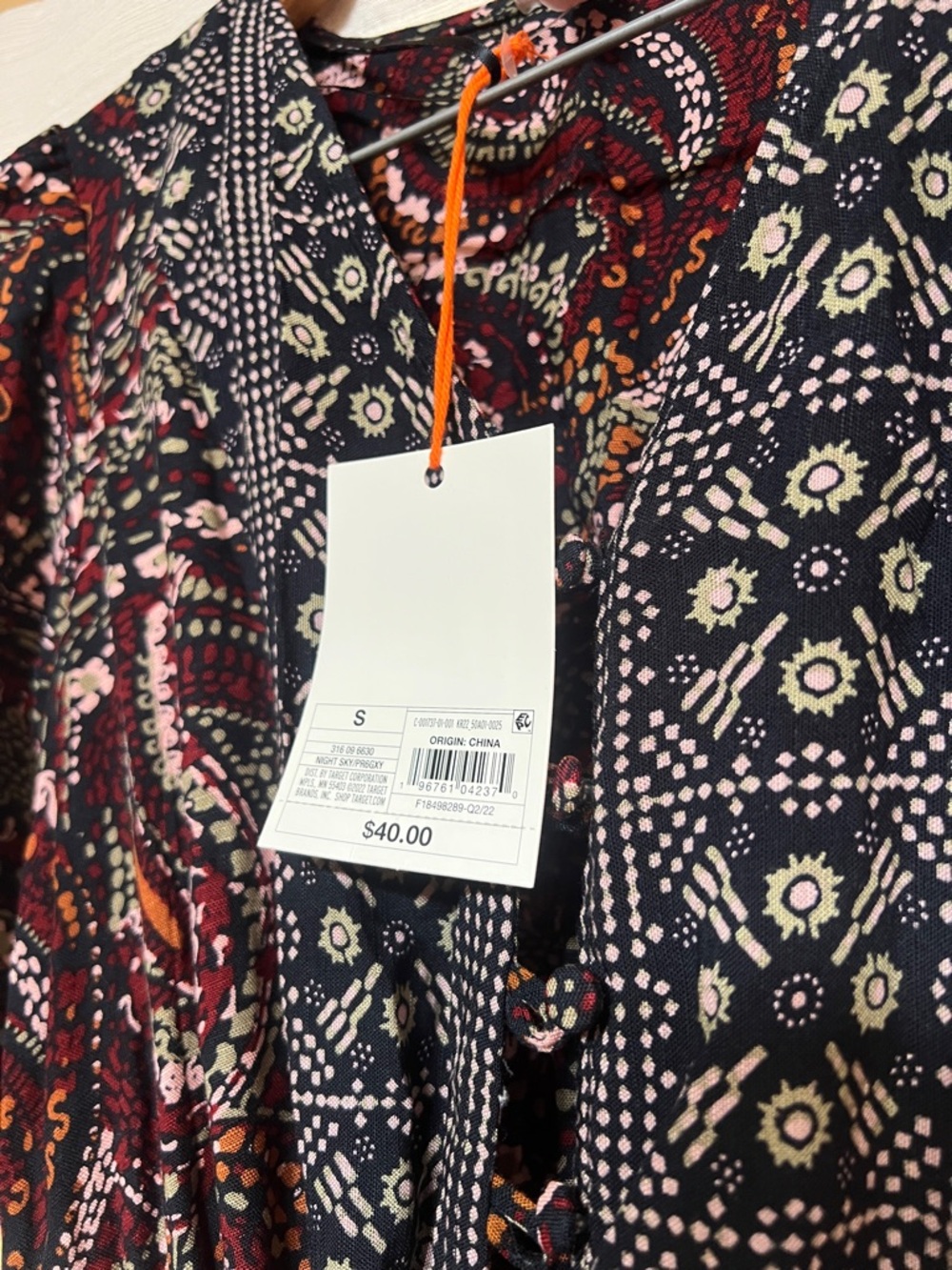Knox Rose Long Sleeve Paisley Midi Dress - Black & Burgundy - Picture 5 of 5
